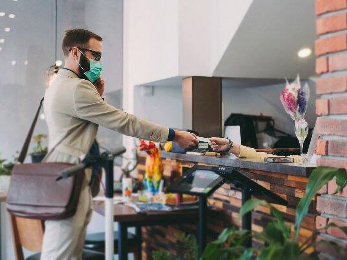 businessman paying credit card